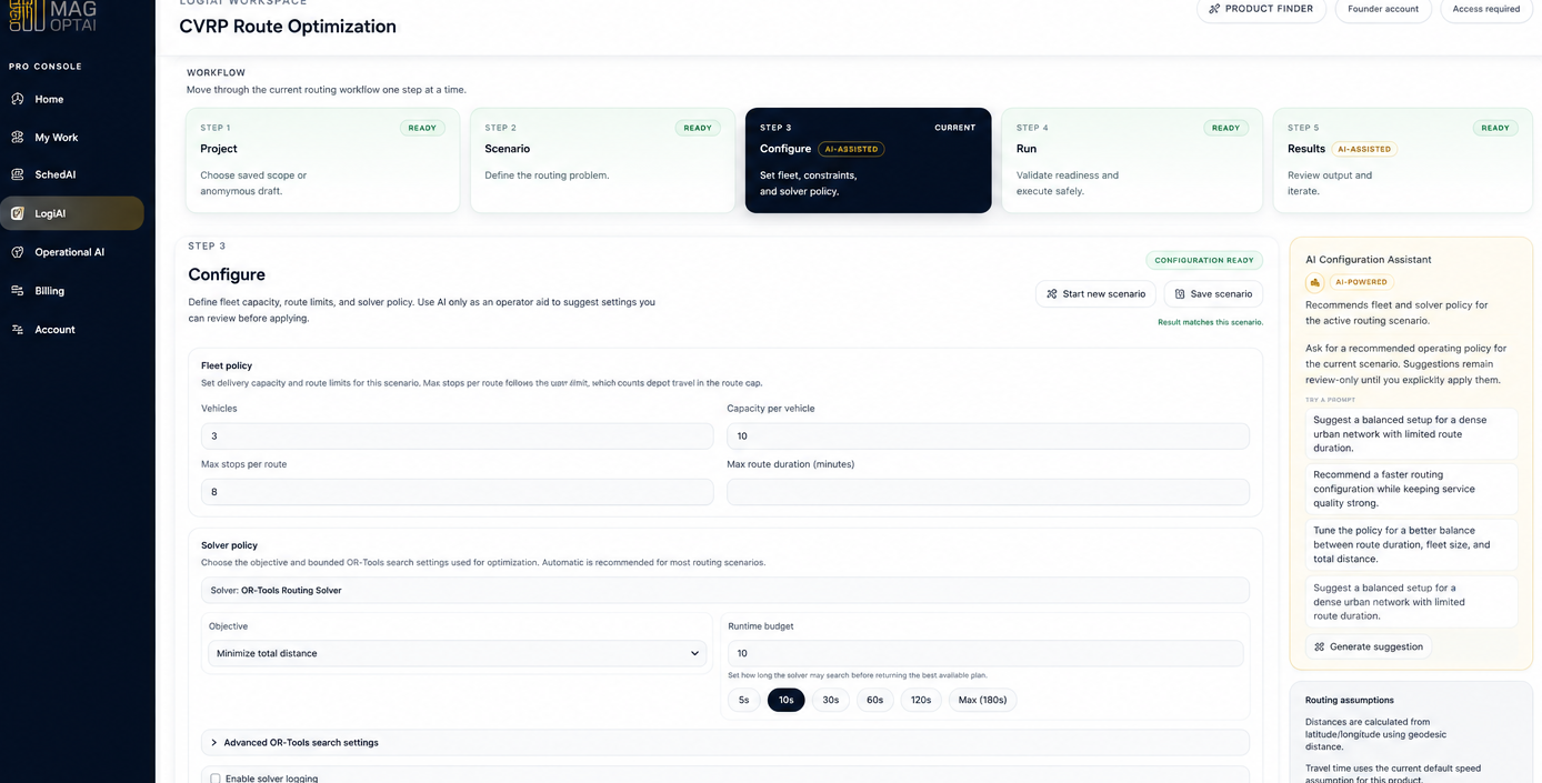 AI Configuration Assistant open beside solver and objective settings.