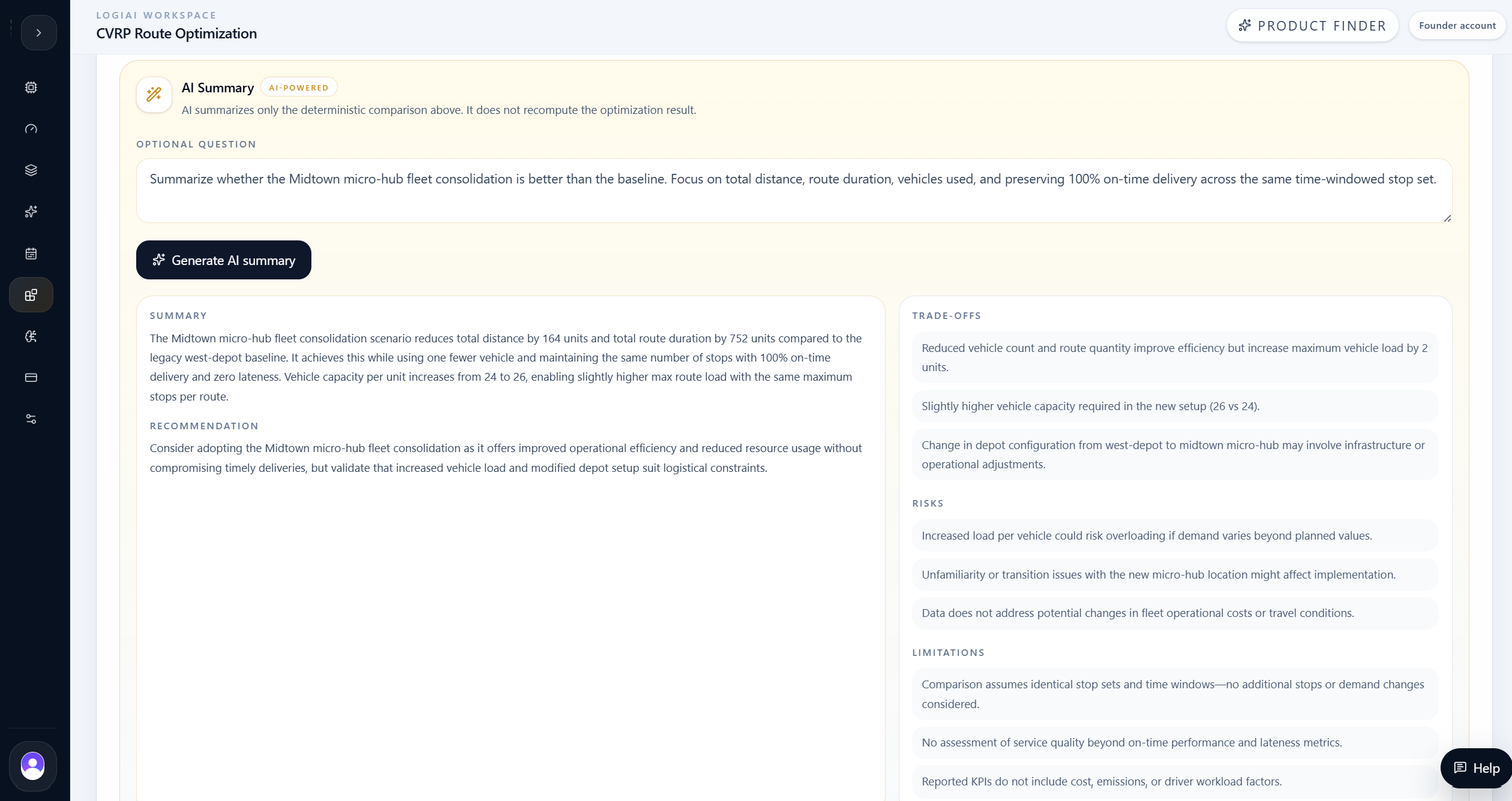 LogiAI CVRP AI Compare AI Summary with recommendation and trade-offs.